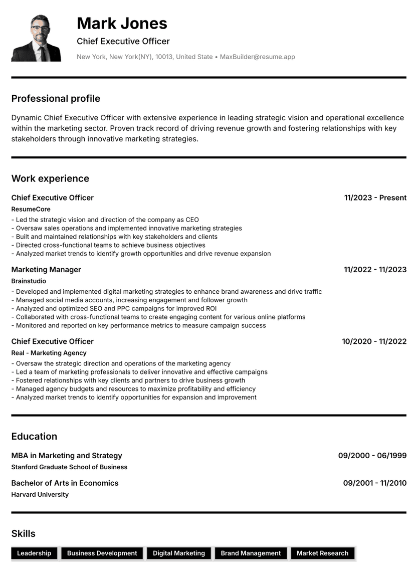 Resume preview